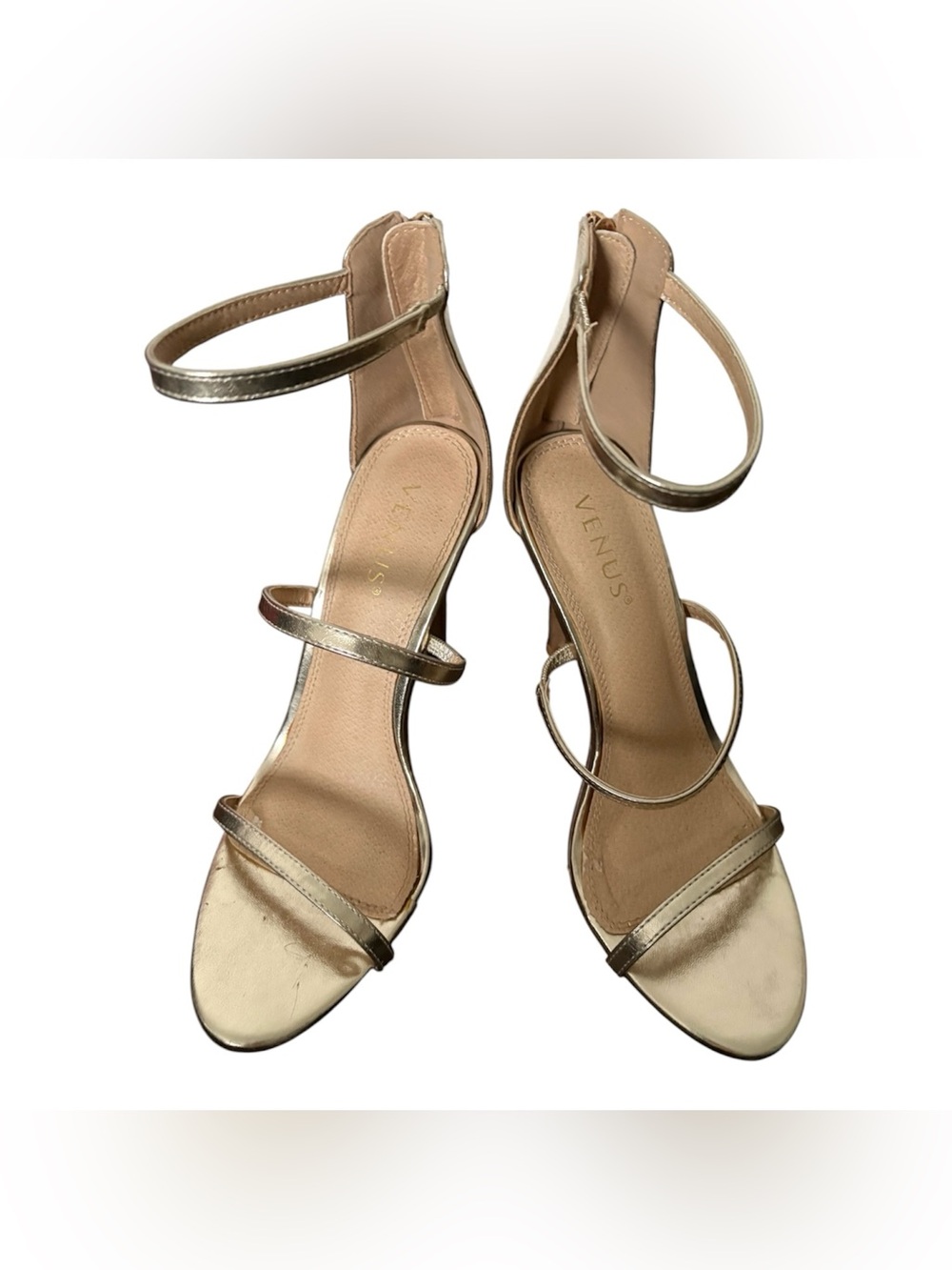VENUS Metallic Gold Multi-Strap Stiletto Sandal